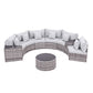 Perrin 6-Seater Outdoor Sofa Set Table Chair Set Garden Rattan Patio Furniture 9-Piece - Grey