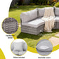 Perrin 6-Seater Outdoor Sofa Set Table Chair Set Garden Rattan Patio Furniture 9-Piece - Grey