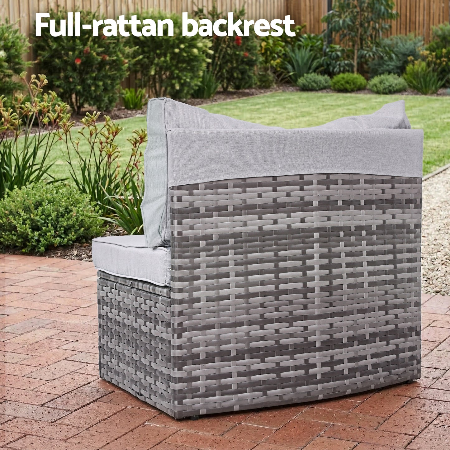 Perrin 6-Seater Outdoor Sofa Set Table Chair Set Garden Rattan Patio Furniture 9-Piece - Grey