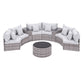 Perrin 6-Seater Outdoor Sofa Set Table Chair Set Garden Rattan Patio Furniture 9-Piece - Grey