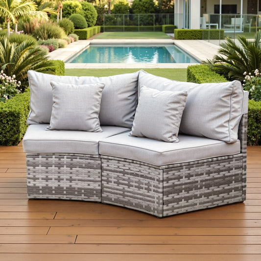 Virelia Set of 2 Outdoor Sofa Set Rattan Modular Chair Garden Patio Furniture Grey 2-Piece - Grey