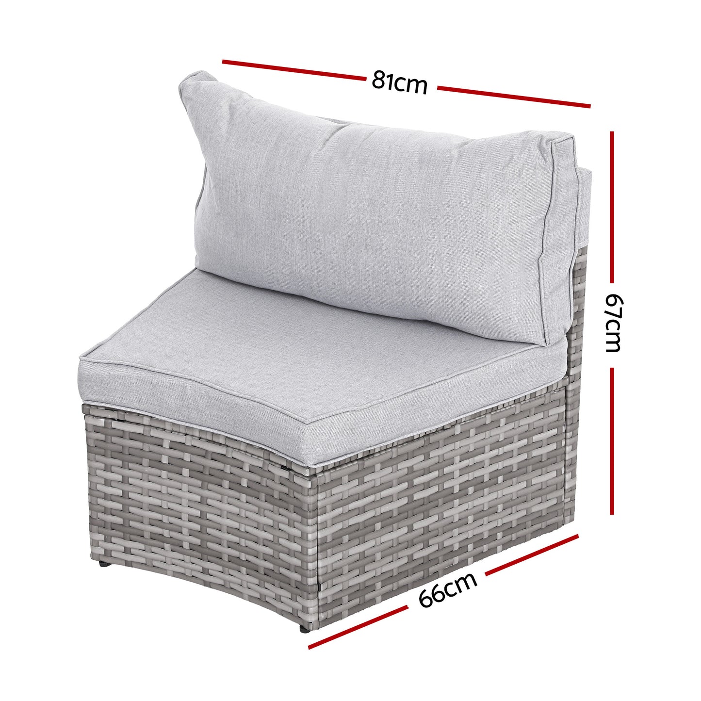 Virelia Set of 2 Outdoor Sofa Set Rattan Modular Chair Garden Patio Furniture Grey 2-Piece - Grey