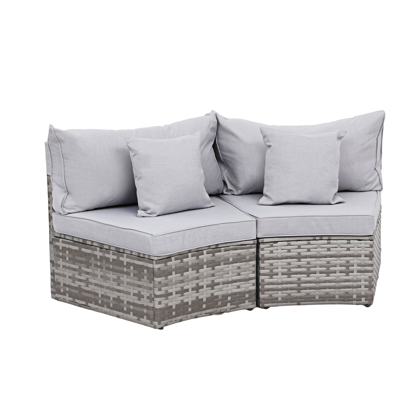 Virelia Set of 2 Outdoor Sofa Set Rattan Modular Chair Garden Patio Furniture Grey 2-Piece - Grey