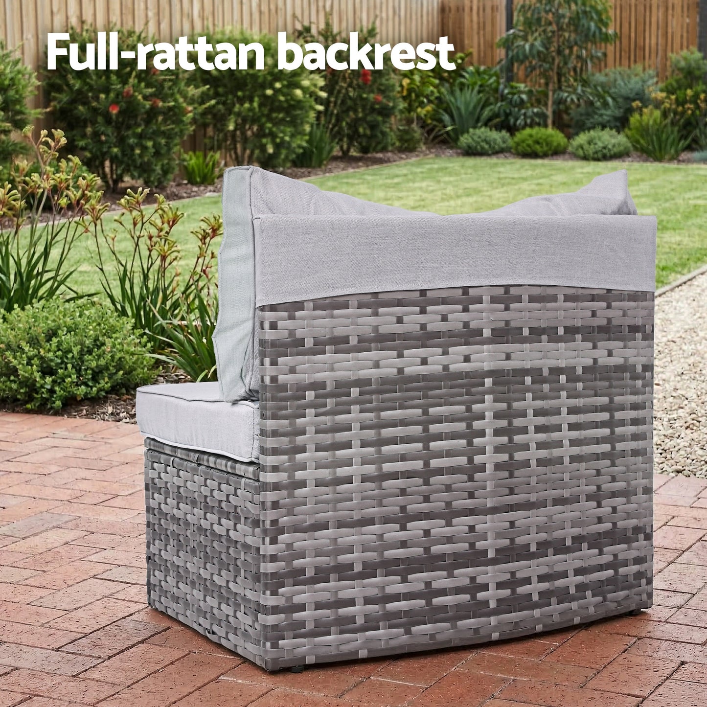 Virelia Set of 2 Outdoor Sofa Set Rattan Modular Chair Garden Patio Furniture Grey 2-Piece - Grey