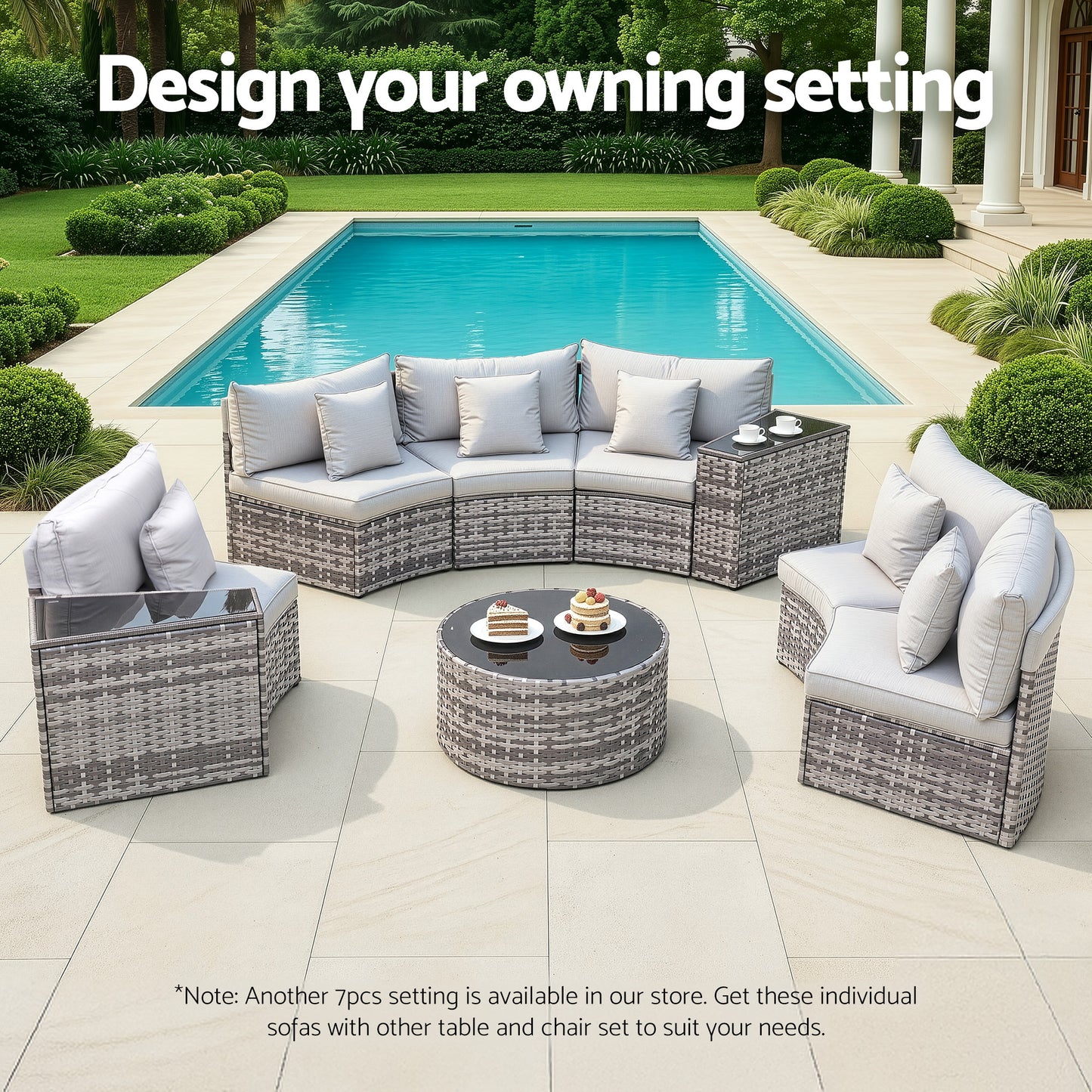 Virelia Set of 2 Outdoor Sofa Set Rattan Modular Chair Garden Patio Furniture Grey 2-Piece - Grey