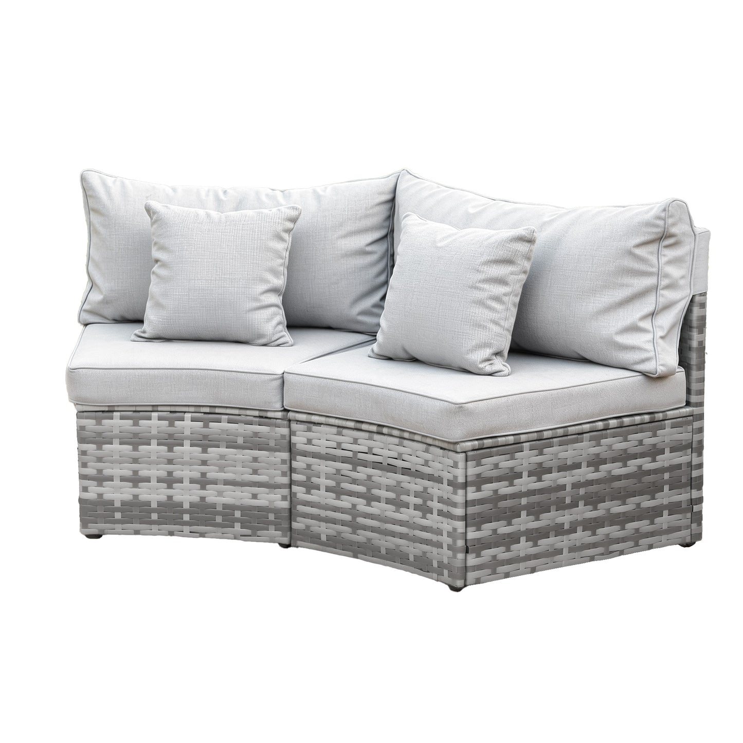 Virelia Set of 2 Outdoor Sofa Set Rattan Modular Chair Garden Patio Furniture Grey 2-Piece - Grey