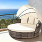 Mavros Outdoor Day Bed Sun Lounge Setting Wicker Lounger Furniture Patio - Beige