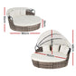 Mavros Outdoor Day Bed Sun Lounge Setting Wicker Lounger Furniture Patio - Beige