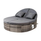 Eadburh Outdoor Day Bed Sun Lounge Setting Wicker Lounger Patio Furniture w/ Retractable Side Tray - Grey