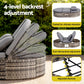 Eadburh Outdoor Day Bed Sun Lounge Setting Wicker Lounger Patio Furniture w/ Retractable Side Tray - Grey