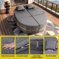 Eadburh Outdoor Day Bed Sun Lounge Setting Wicker Lounger Patio Furniture w/ Retractable Side Tray - Grey