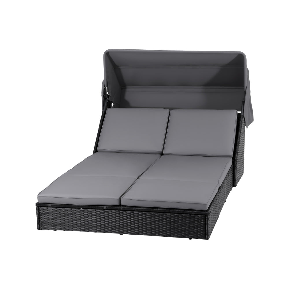 Mairead Outdoor Day Bed Sun Lounge Setting Wicker Lounger Patio Furniture - Grey