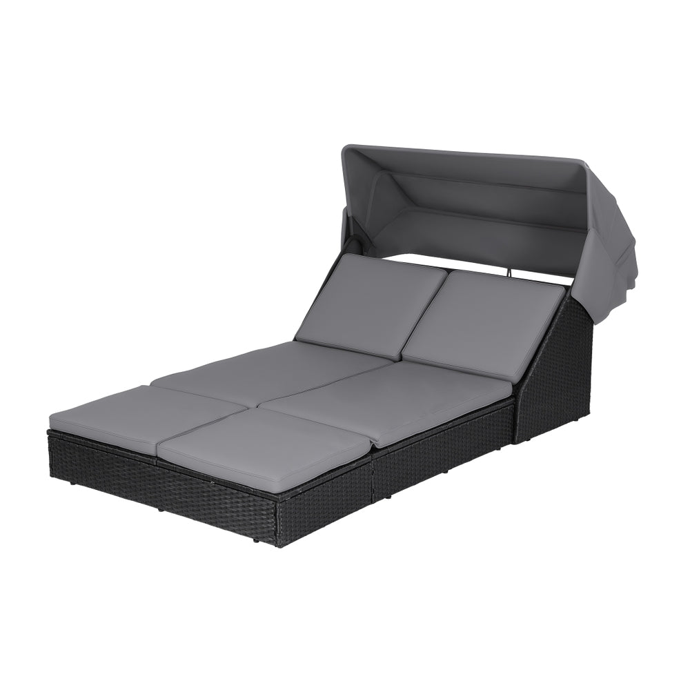 Mairead Outdoor Day Bed Sun Lounge Setting Wicker Lounger Patio Furniture - Grey