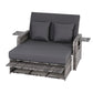 Gray outdoor lounge chair with cushions on a white background