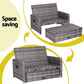 Gray wicker outdoor furniture set with space-saving design on a white background