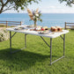 123cm Folding Table Portable Fold-in-Half with Handle Camping Picnic Adjustable Height