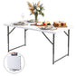 123cm Folding Table Portable Fold-in-Half with Handle Camping Picnic Adjustable Height