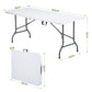 180cm Folding Table Portable Fold-in-Half with Handle Camping Picnic - White