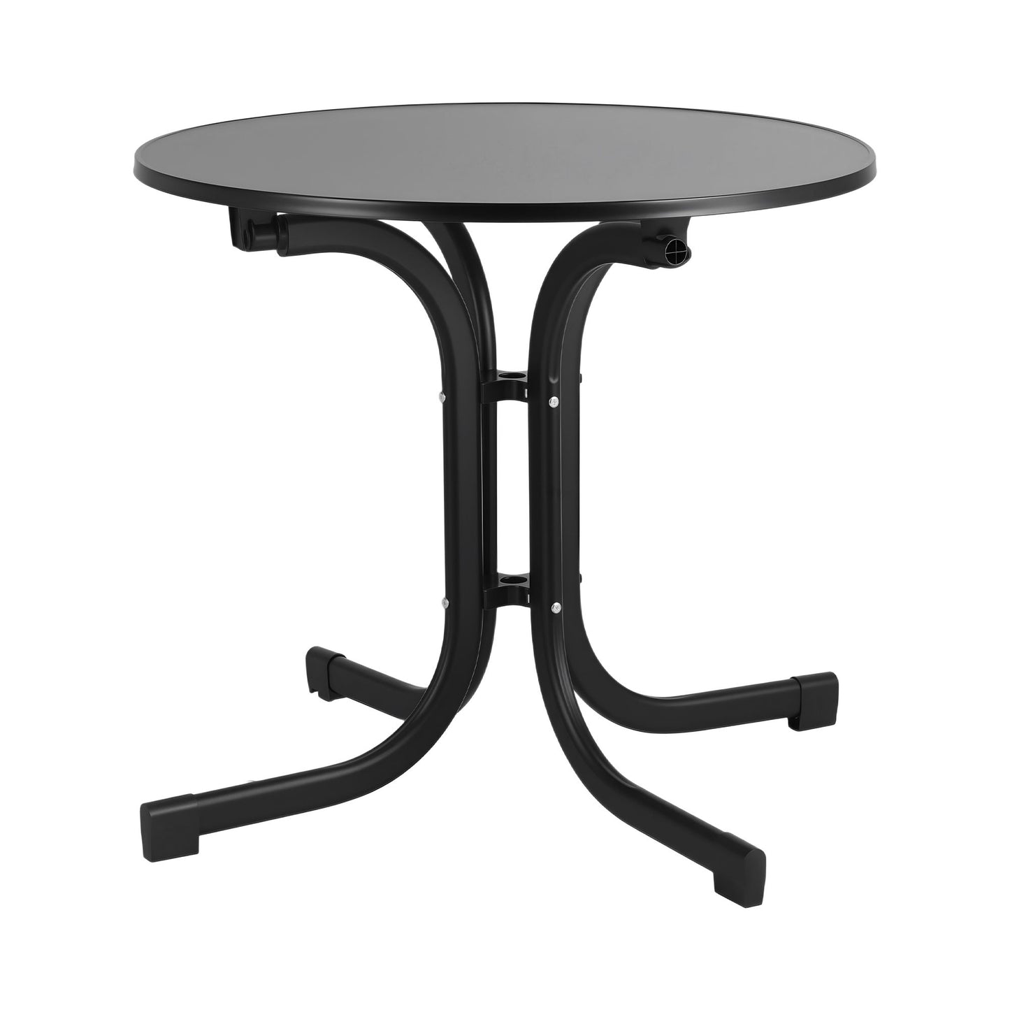 Maylis Outdoor Side Table 80cm Folding Steel Round Bistro Desk Cafe Patio Furniture Black