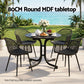 Maylis Outdoor Side Table 80cm Folding Steel Round Bistro Desk Cafe Patio Furniture Black