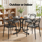 Maylis Outdoor Side Table 80cm Folding Steel Round Bistro Desk Cafe Patio Furniture Black