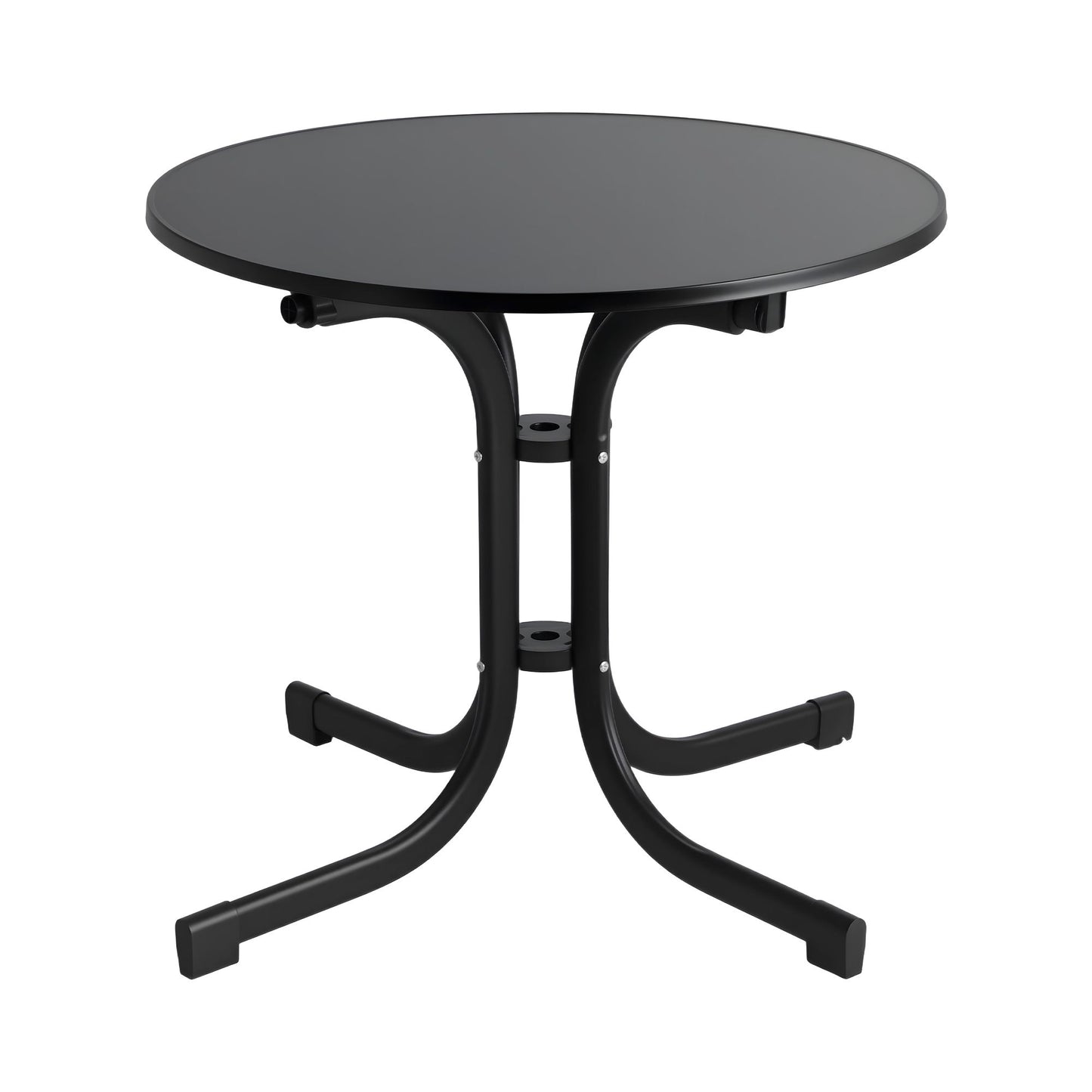 Maylis Outdoor Side Table 80cm Folding Steel Round Bistro Desk Cafe Patio Furniture Black