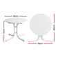 Maylis Outdoor Side Table 80cm Folding Steel Round Bistro Desk Cafe Patio Furniture White