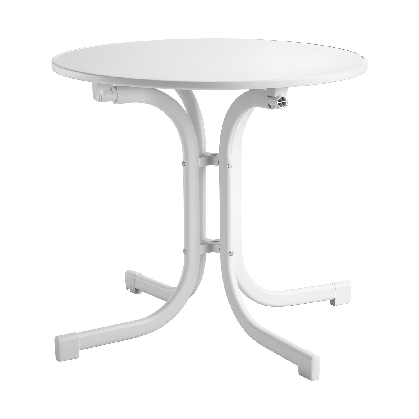 Maylis Outdoor Side Table 80cm Folding Steel Round Bistro Desk Cafe Patio Furniture White