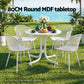 Maylis Outdoor Side Table 80cm Folding Steel Round Bistro Desk Cafe Patio Furniture White