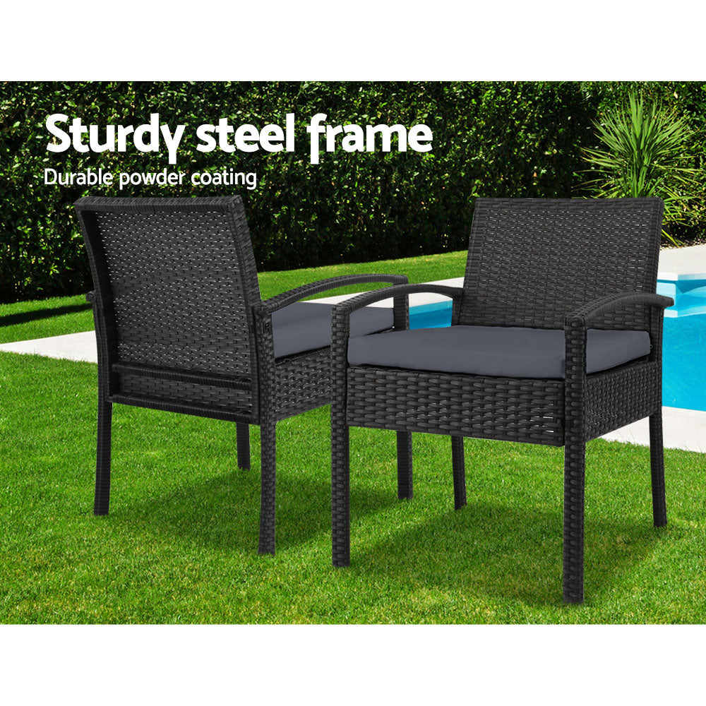 Harold 2-Seater Furniture 3-Piece Outdoor Setting - Black