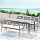Axton 4-Seater Chair Table Patio Acacia 5-Piece Outdoor Furniture - Grey
