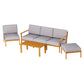 Aden 5-Seater Wooden Garden Table Chairs 6-Piece Outdoor Sofa - Wood