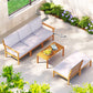 Aden 5-Seater Wooden Garden Table Chairs 6-Piece Outdoor Sofa - Wood