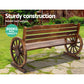 Celestia Garden Bench Wooden Wagon Chair 3 Seat Backyard Lounge - Brown