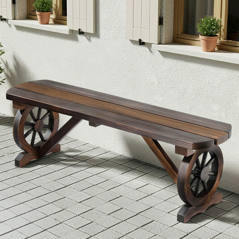 Vaelin Outdoor Garden Bench Seat Wooden Patio Furniture Wagon Wood