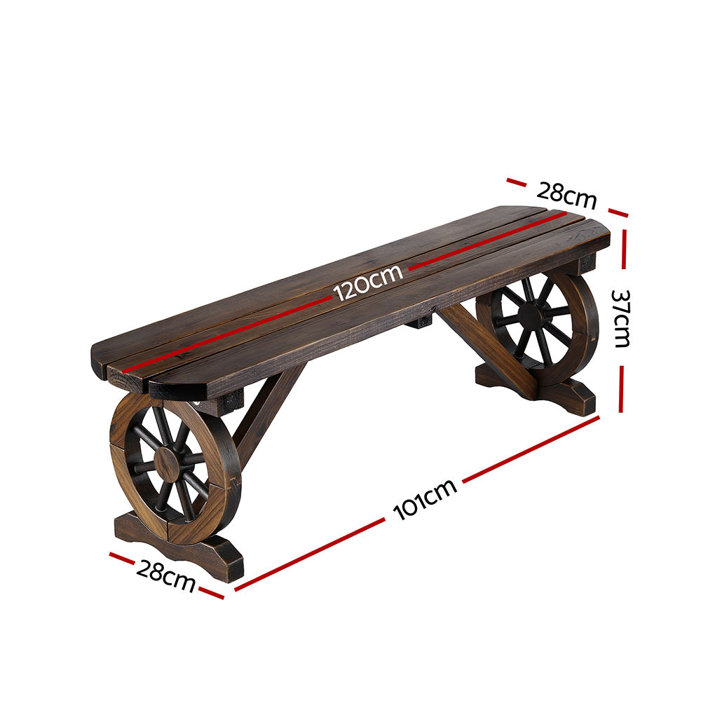 Vaelin Outdoor Garden Bench Seat Wooden Patio Furniture Wagon Wood