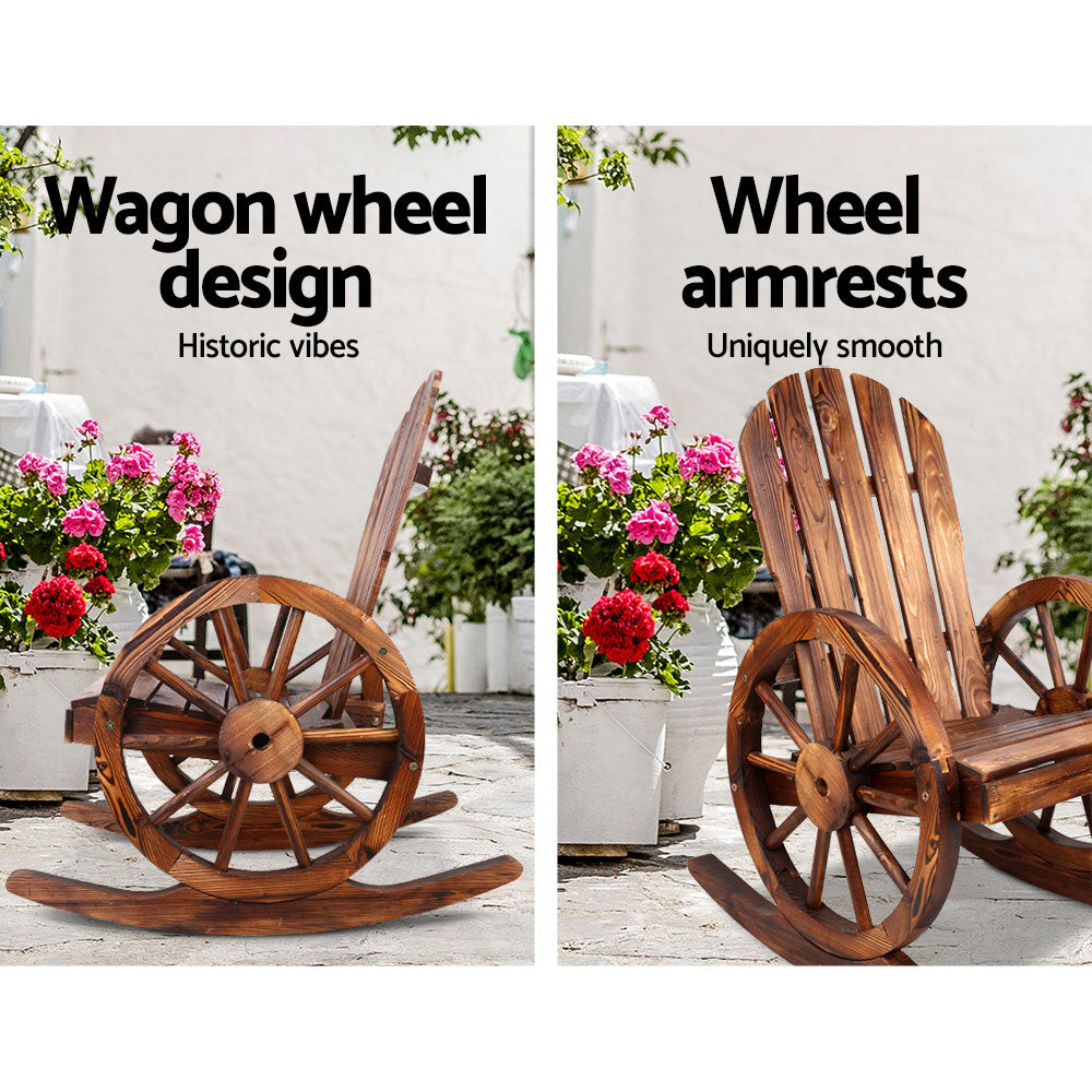 Wagon Wheels Rocking Chair - Brown