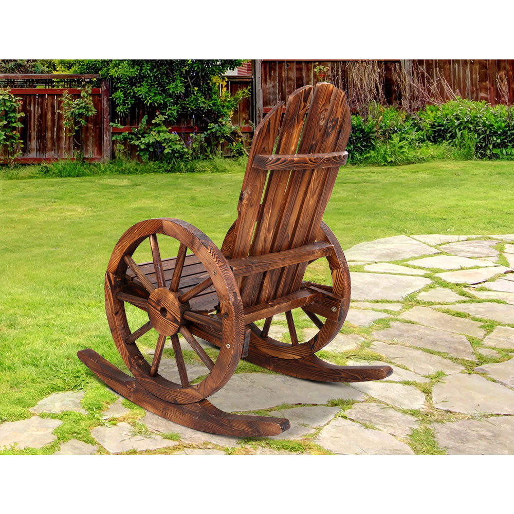 Wagon Wheels Rocking Chair - Brown