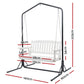 Ulric Wooden 2-Seater Outdoor Swing Chair with Black Stand White Hanging Chair - White