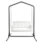 Ulric Wooden 2-Seater Outdoor Swing Chair with Black Stand White Hanging Chair - White