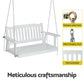 Ulric Wooden 2-Seater Outdoor Swing Chair with Black Stand White Hanging Chair - White