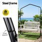 Ulric Wooden 2-Seater Outdoor Swing Chair with Black Stand White Hanging Chair - White