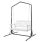 Ulric Wooden 2-Seater Outdoor Swing Chair with Black Stand White Hanging Chair - White