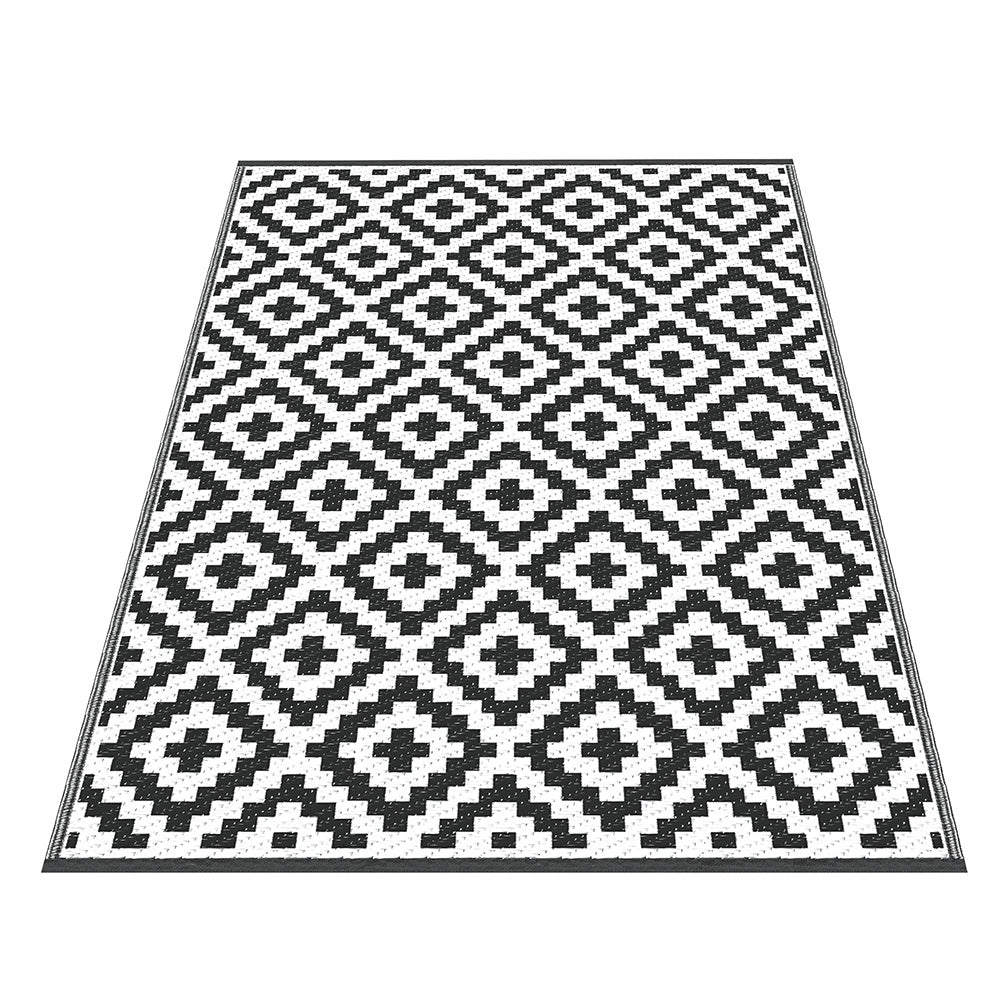 Oleg 120x180cm 120x180cm Outdoor Rugs Large Carpet Reversible Area Mat PP Dual-Sided Patio Rug Cross