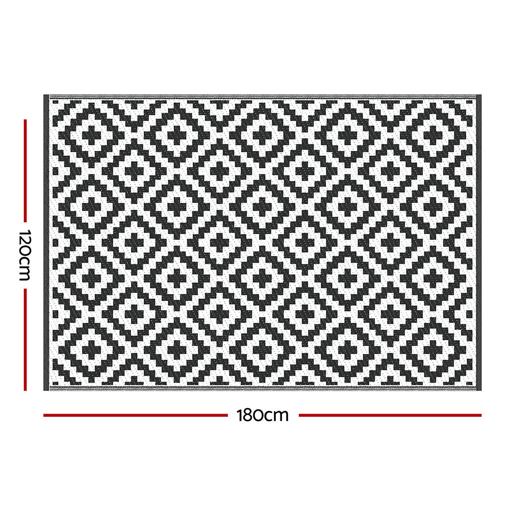Oleg 120x180cm 120x180cm Outdoor Rugs Large Carpet Reversible Area Mat PP Dual-Sided Patio Rug Cross