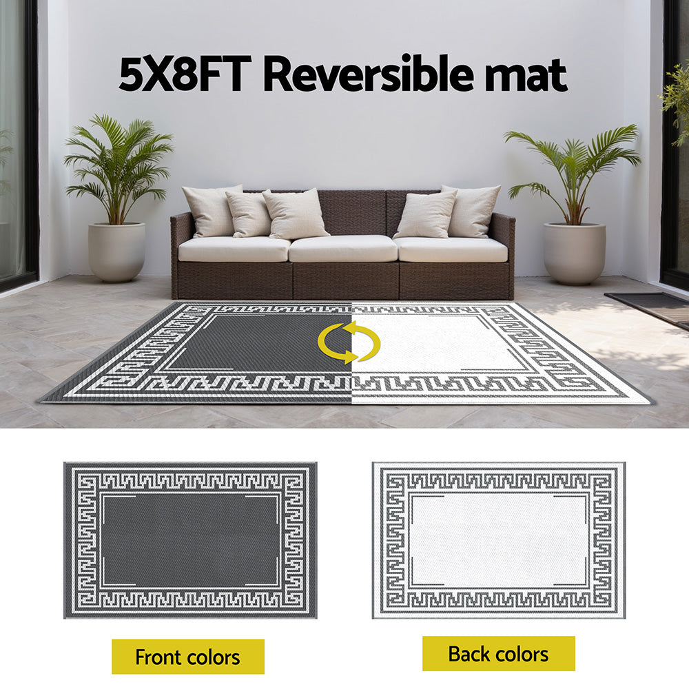 Ctibor 152x244cm 152x244cm Outdoor Rugs Large Carpet Reversible Area Mat PP Dual-Sided Patio Rug Greek Key