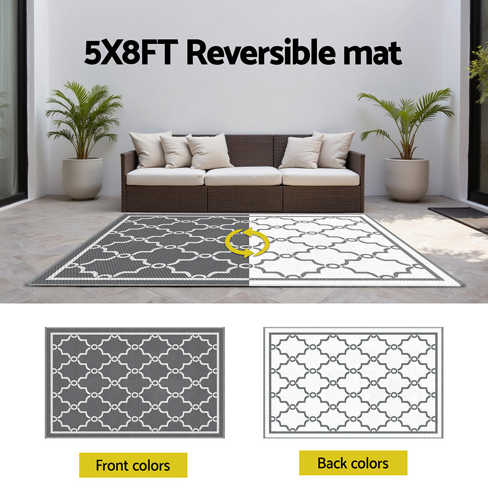 Drahoslav 152x244cm 152x244cm Outdoor Rugs Large Carpet Reversible Area Mat PP Dual-Sided Patio Rug Maroc