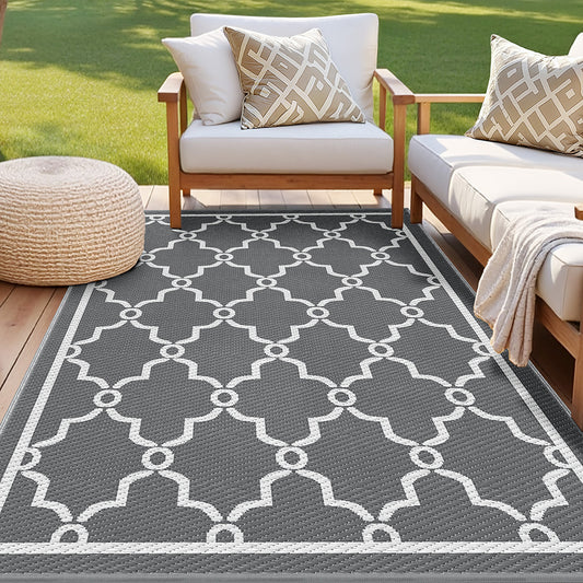Drahoslav 152x244cm 152x244cm Outdoor Rugs Large Carpet Reversible Area Mat PP Dual-Sided Patio Rug Maroc