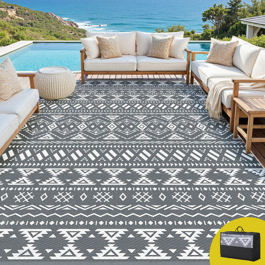 Hostivít 274x366cm 274x366cm Outdoor Rugs Large Carpet Reversible Area Mat PP Dual-Sided Patio Rug Bohemian