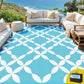 Chval 274x366cm 274x366cm Outdoor Rugs Large Carpet Reversible Area Mat PP Dual-Sided Patio Rug Light Blue Light Blue